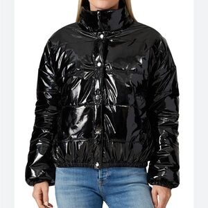 Glossy Black Women's Puffer Jacket